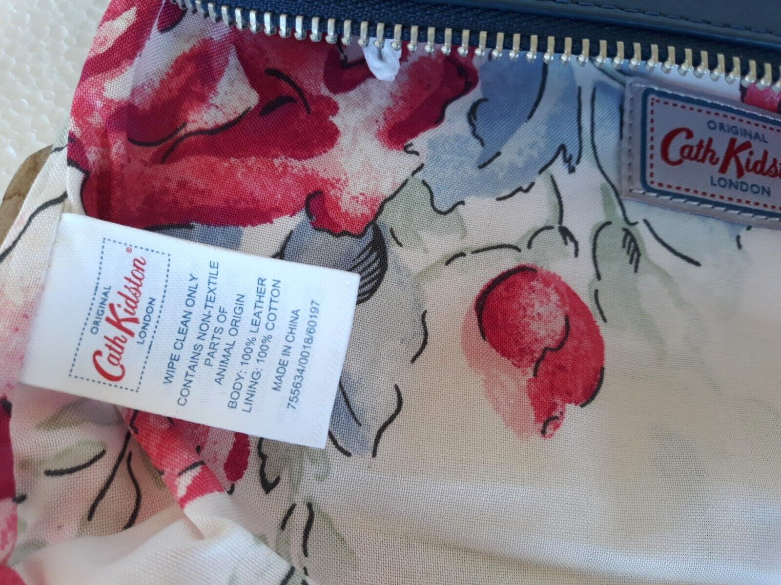 Cath Kidston ~Leather Red Blue Silver Stripe Crossbody Bag ~ 7″ x 10″ ~Very Nice