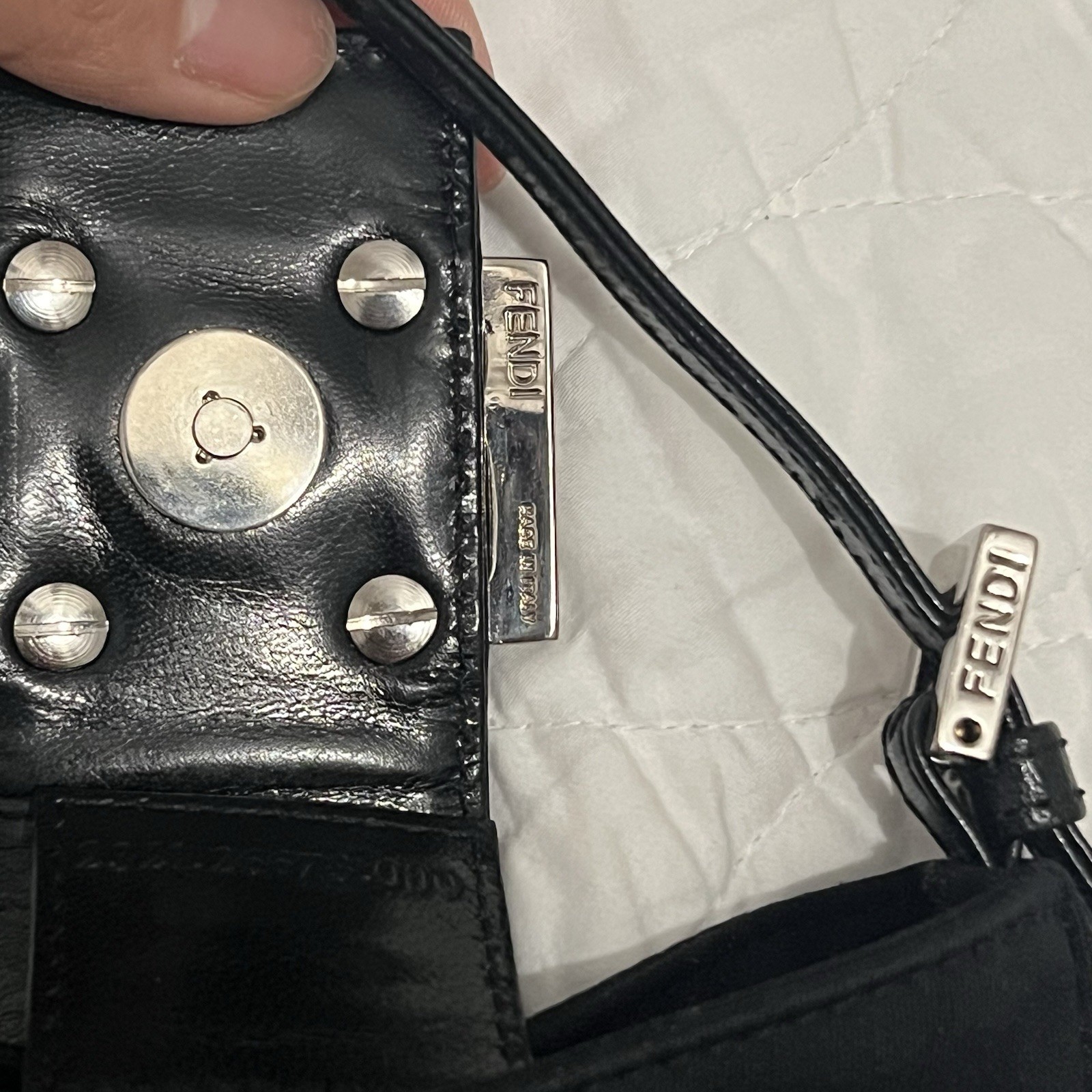 Fendi Mini Croissant Hand Bag Black Fabric And Leather With Silver Hardware