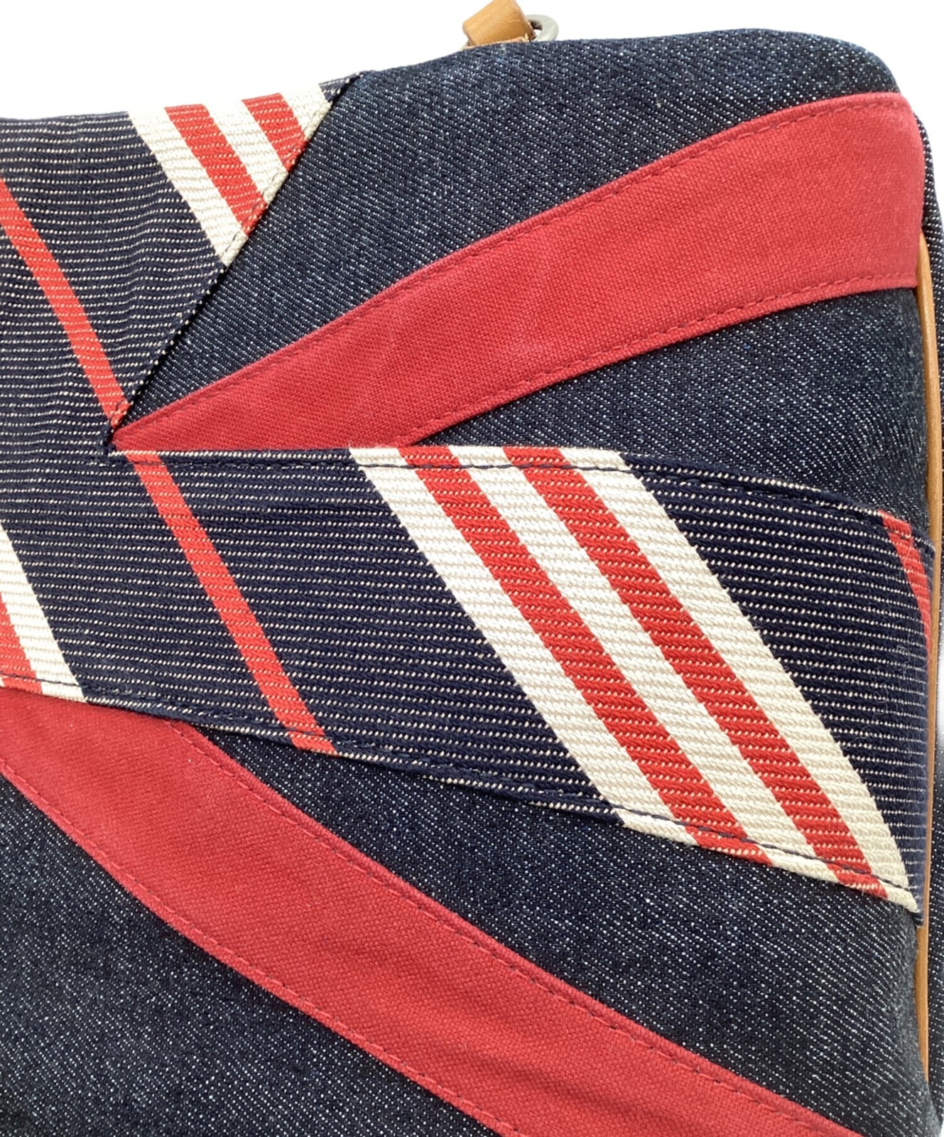 Burberry Blue Label Denim Union Jack 2Way Tote Bag Leather Strap AZAE46-970