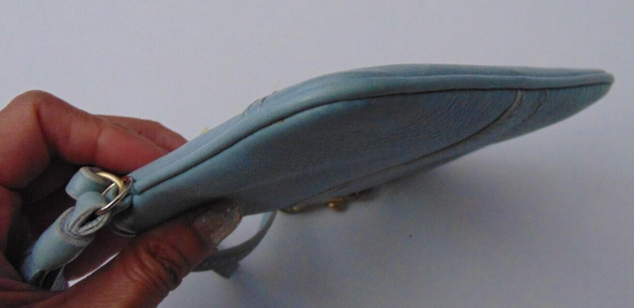 Coach light blue pebble leather 4X6 inch wristlet