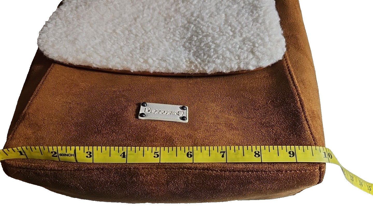BEARPAW Backpack Bag Brown Faux Suede Shearling Flap Women’s Purse 10in X 9.5in