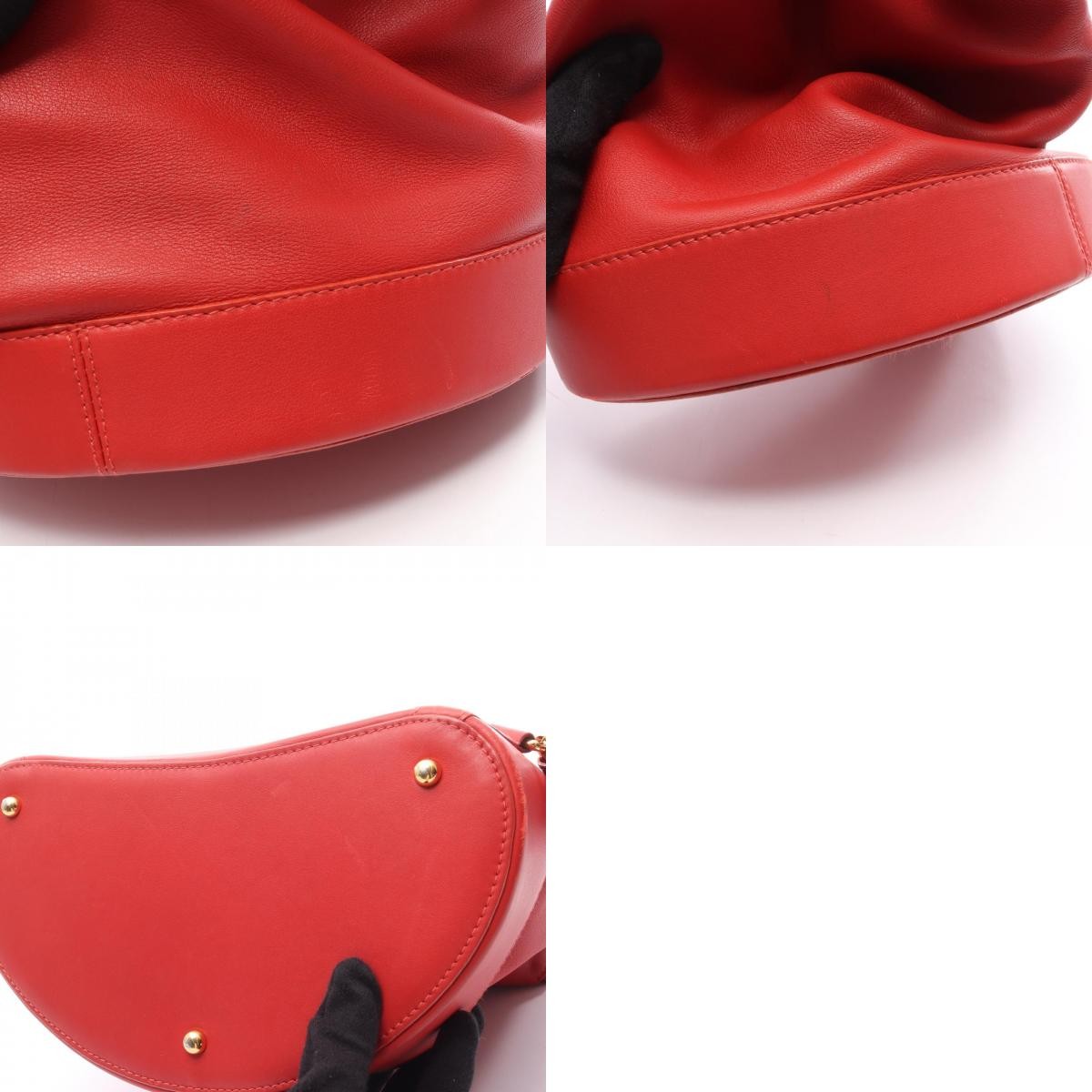 LOEWE Anton Rucksack Leather Backpack Red W26xH46xD13cm with Pouch