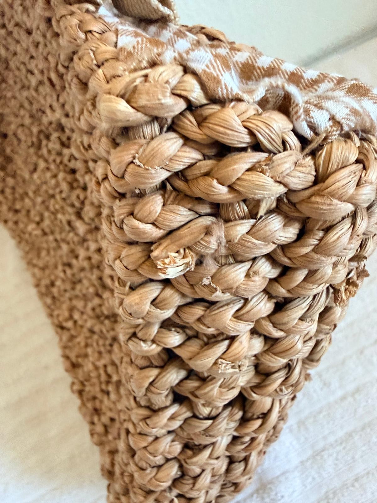 VTG Sun N Sand Woven Straw Shell Handle Tote Beach Bag Boho