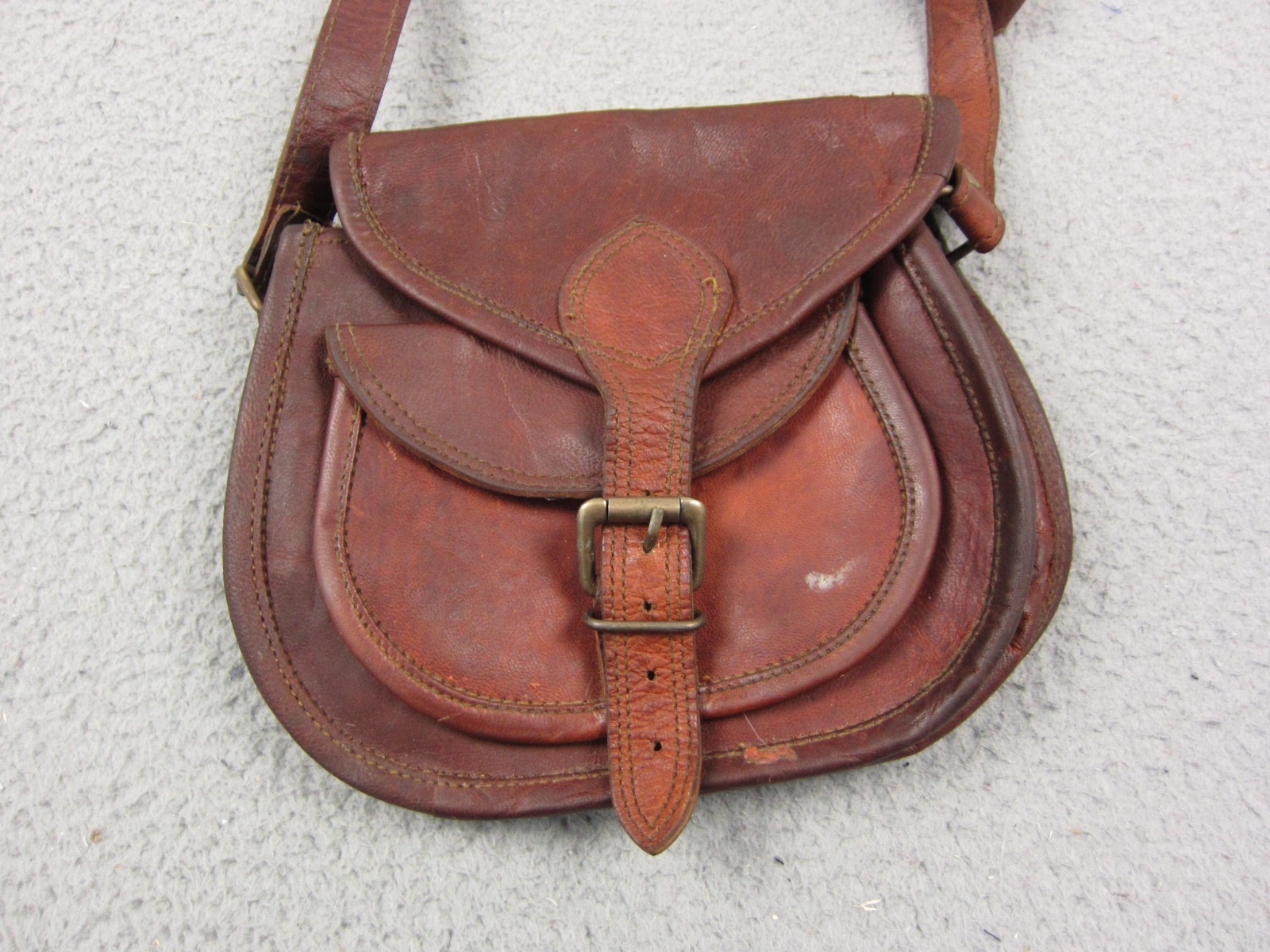 Vintage Womens Saddle Bag Brown Leather Crossbody Purse Boho Messenger Satchel