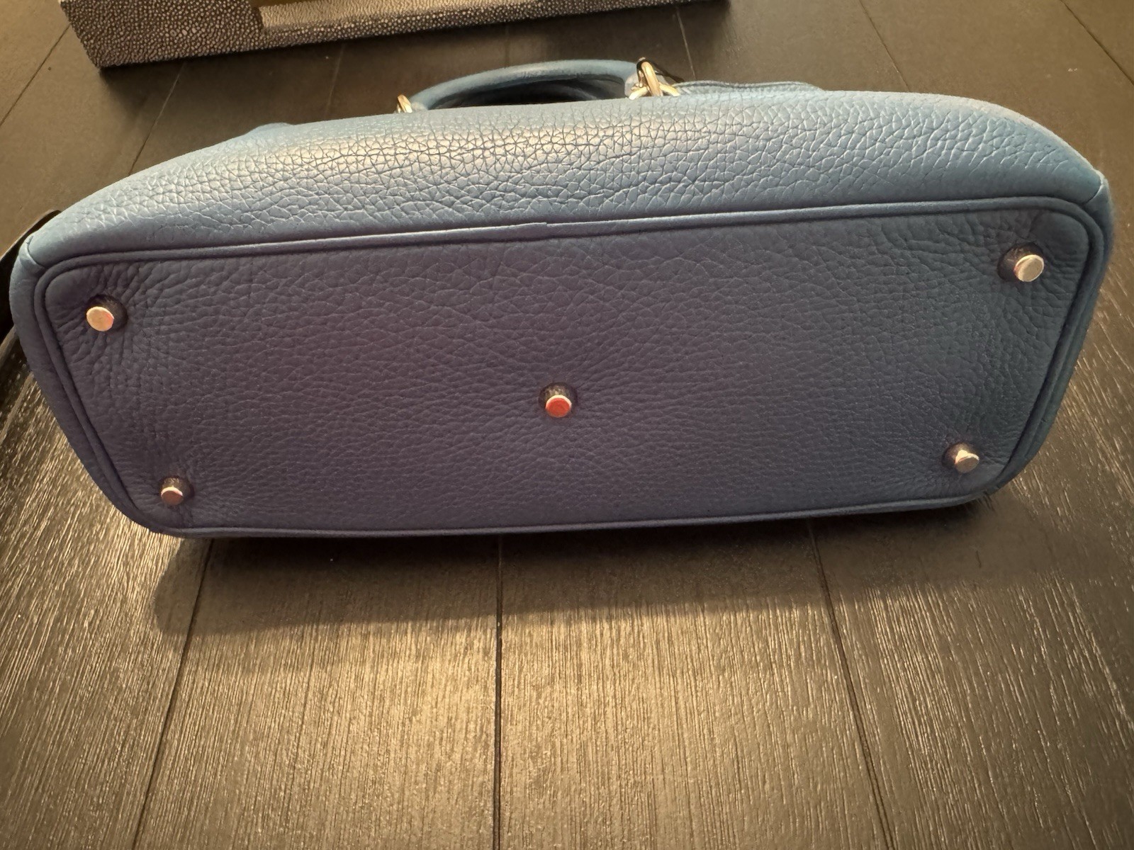 Christian Dior Blue Pebbled Leather Diorissimo Tote Bag