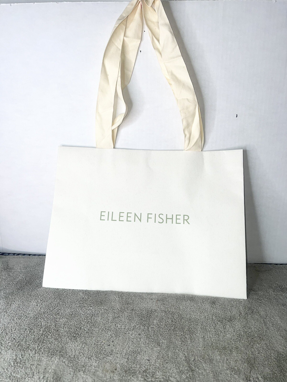 EILEEN FISHER Beige/white Paper Gift Shopping Bag 16.0″x12.0″x6.0″