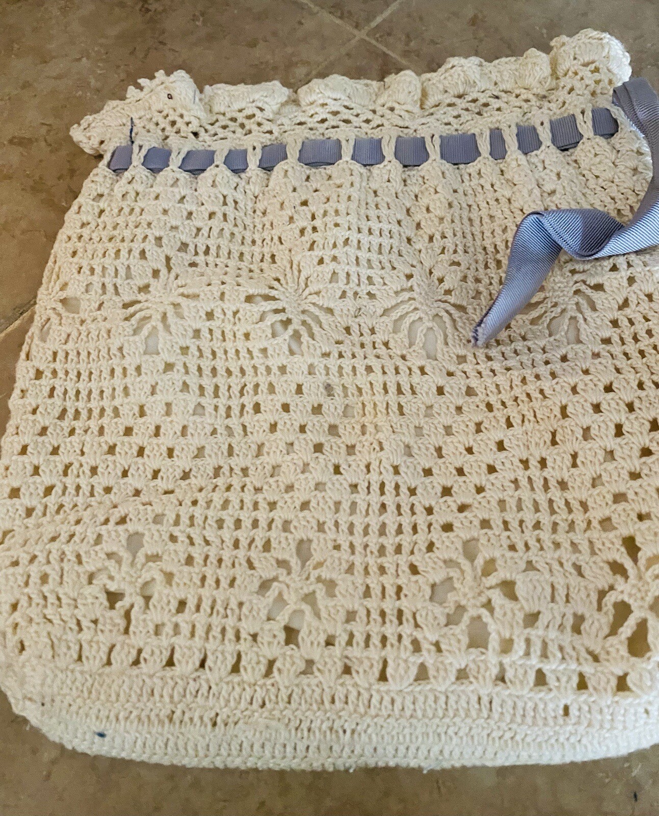 🛍 Drawstring Crochet Bag Neutral Earthtone Handmade