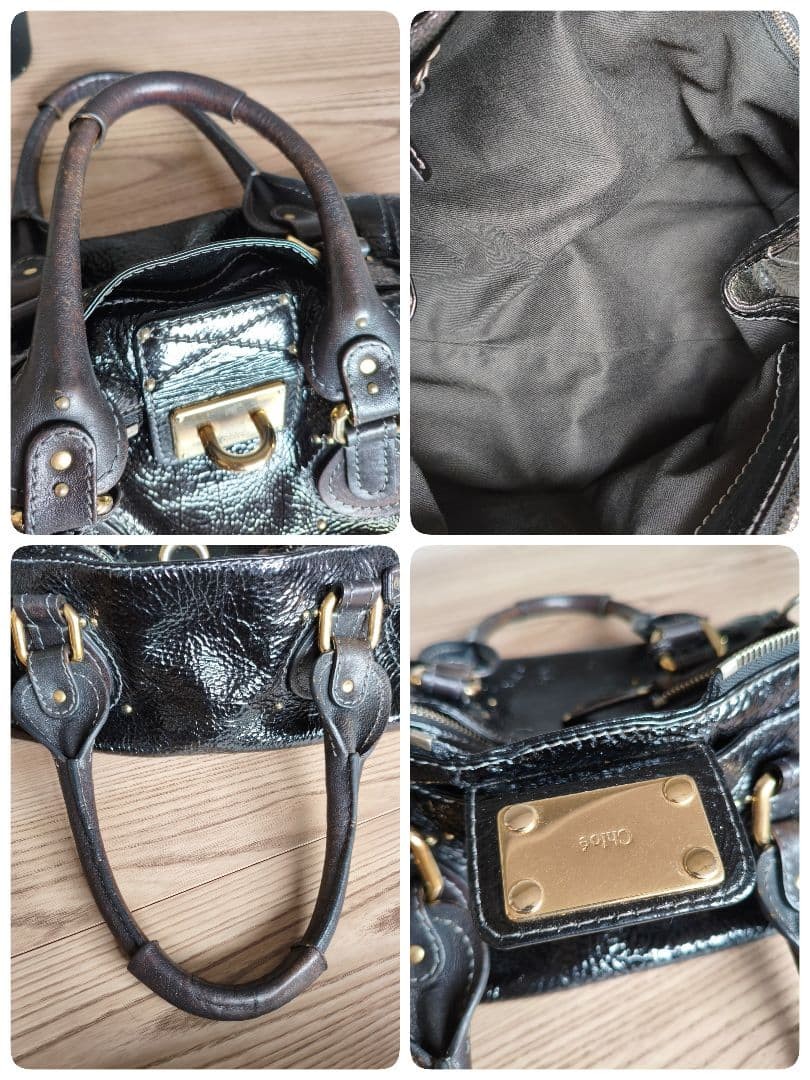 Rare Chloe Paddington Wrapped Lock Patent Leather Black Handbag Authentic Y2K