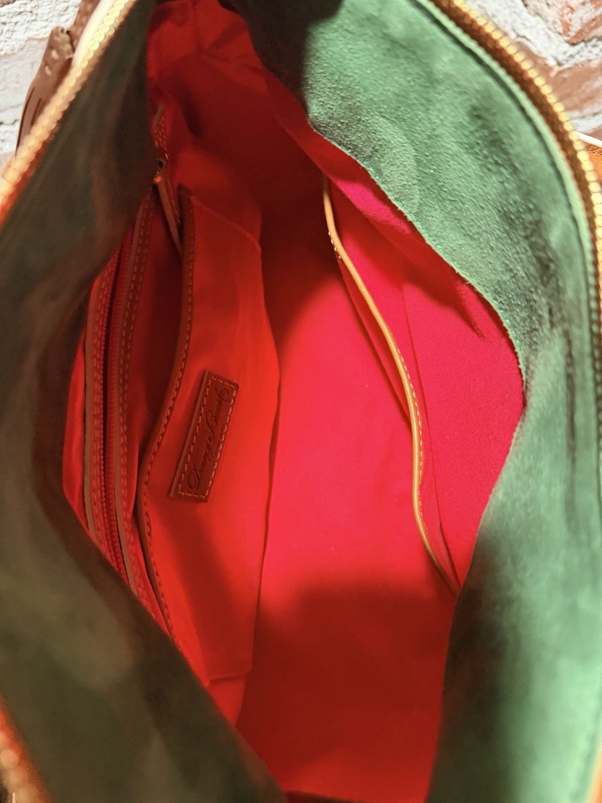 Dooney & Bourke Florentine Leather Satchel Cognac Tassel Crossbody Bag EUC