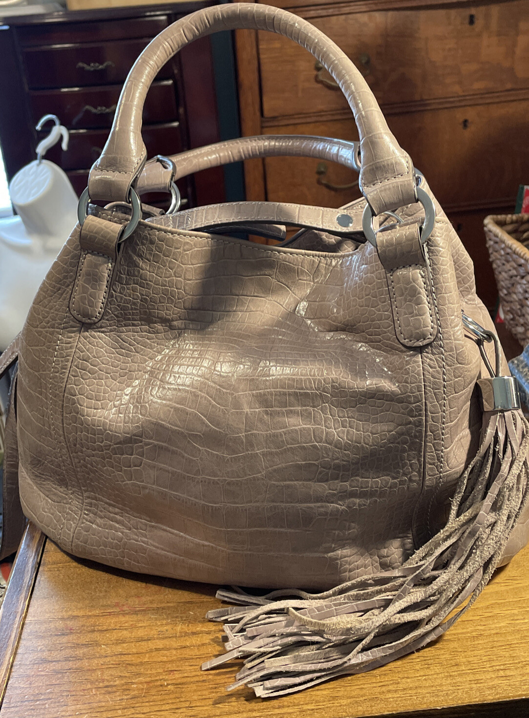 g.i.l.i. got it love it Genuine Leather handbag Tan Faux Croc