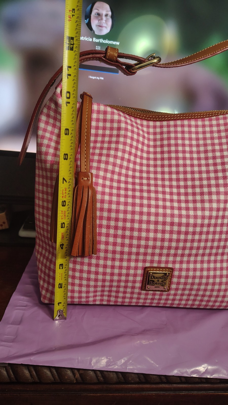 Dooney And Bourke Pink Gingham Tote Bag In Mint Condition