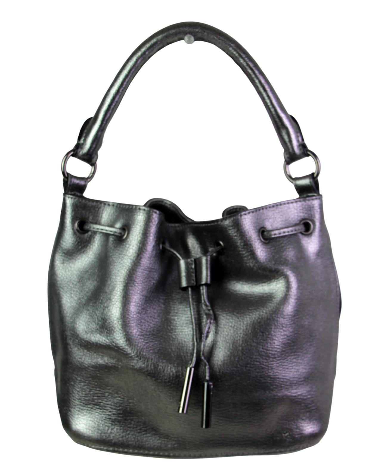 ROOMY Elliott Lucca DARK SILVER GENUINE LEATHER HOBO SHOULDER BAG HANDBAG PURSE