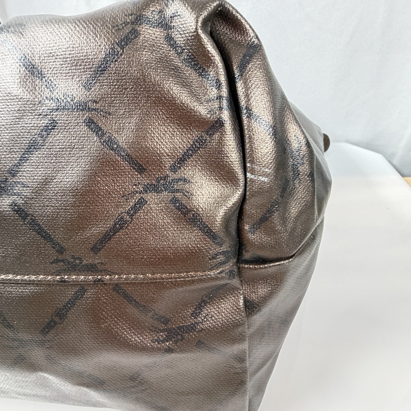 Longchamp Tote Bag LM Metal Large Metallic Bronze Monogram Made in France
