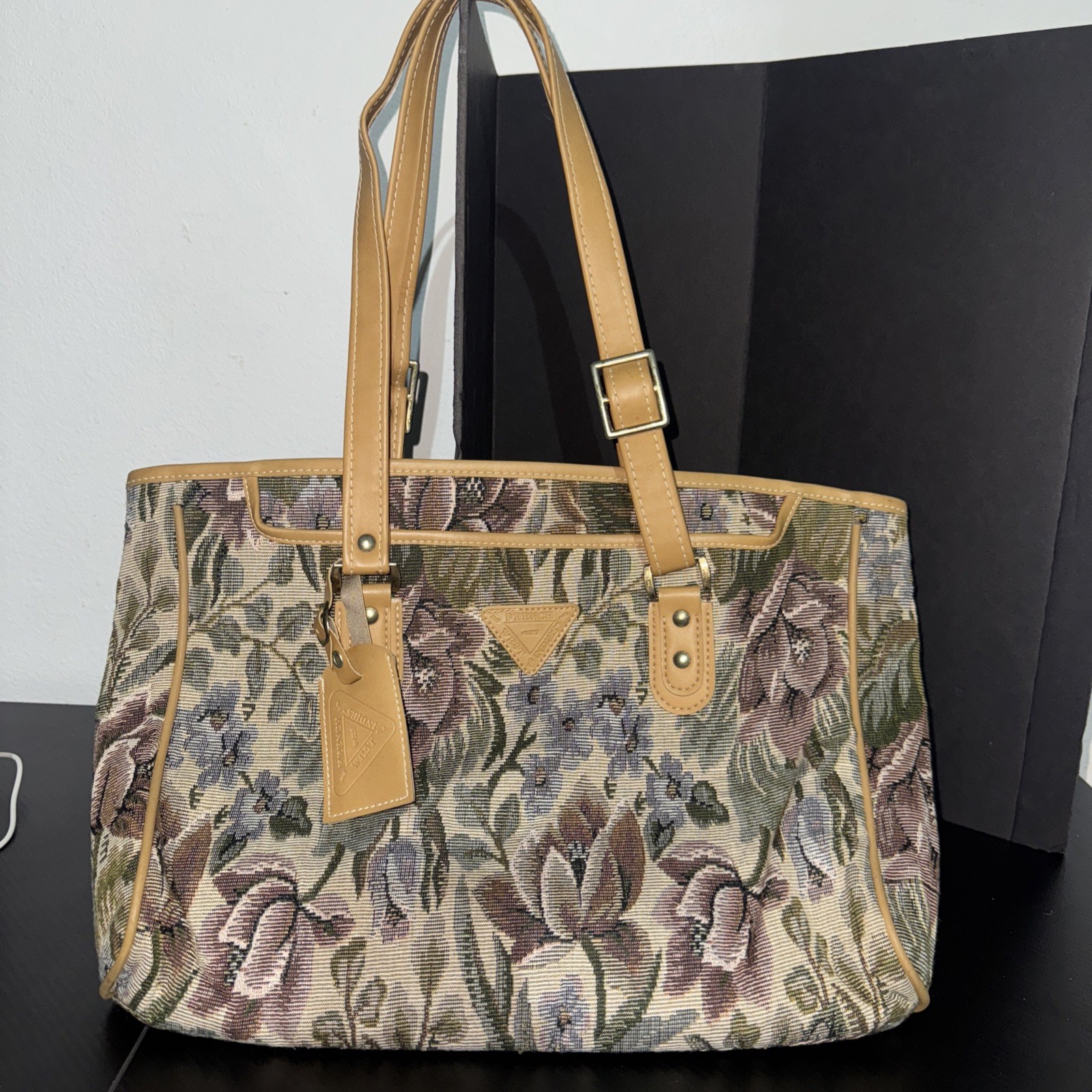 Vintage French West Indies Floral Print Overnight Bag/ Purse