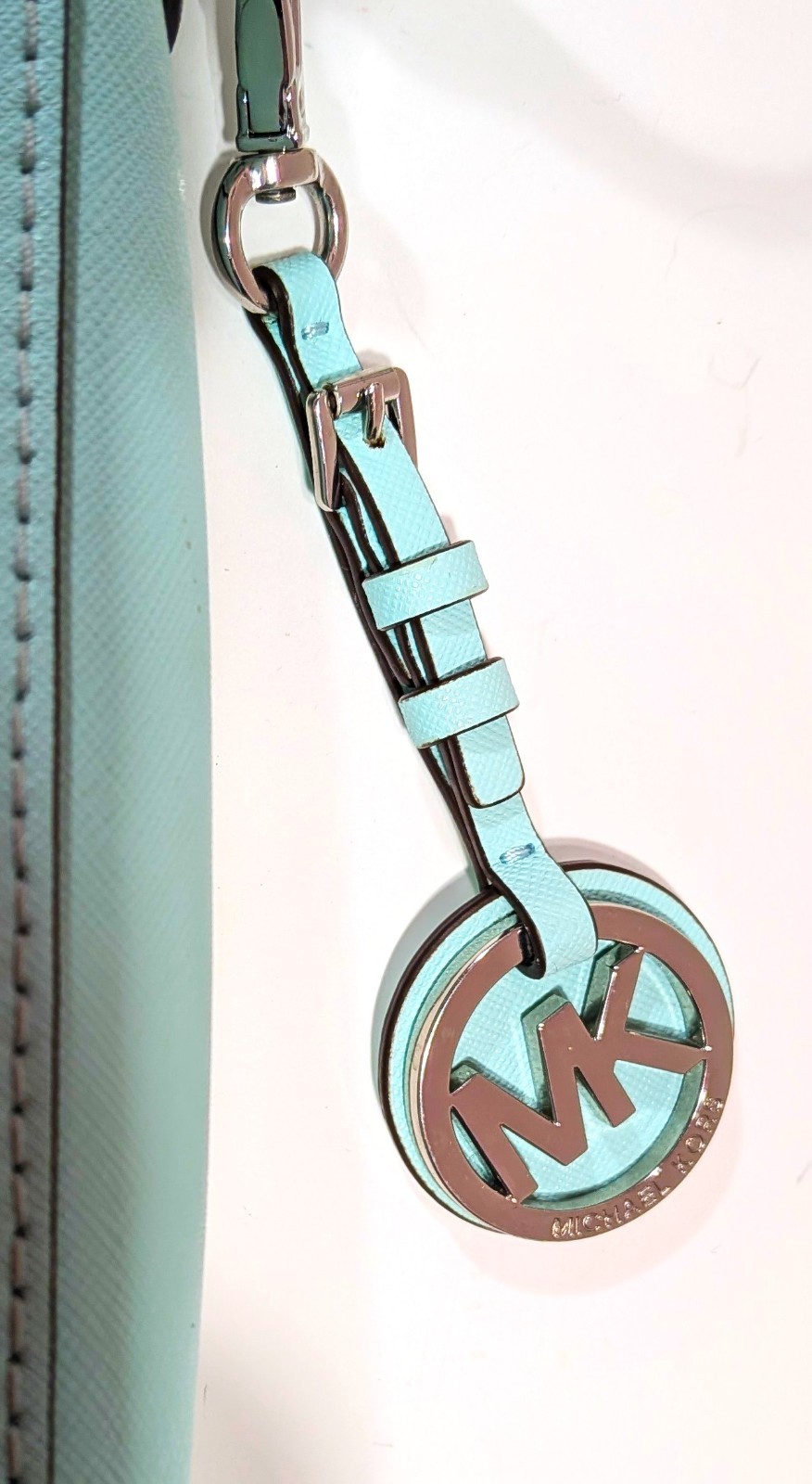 Michael Kors Large Crossbody Bag In Vista Blue Faux Leather 9.5″x10″x3″