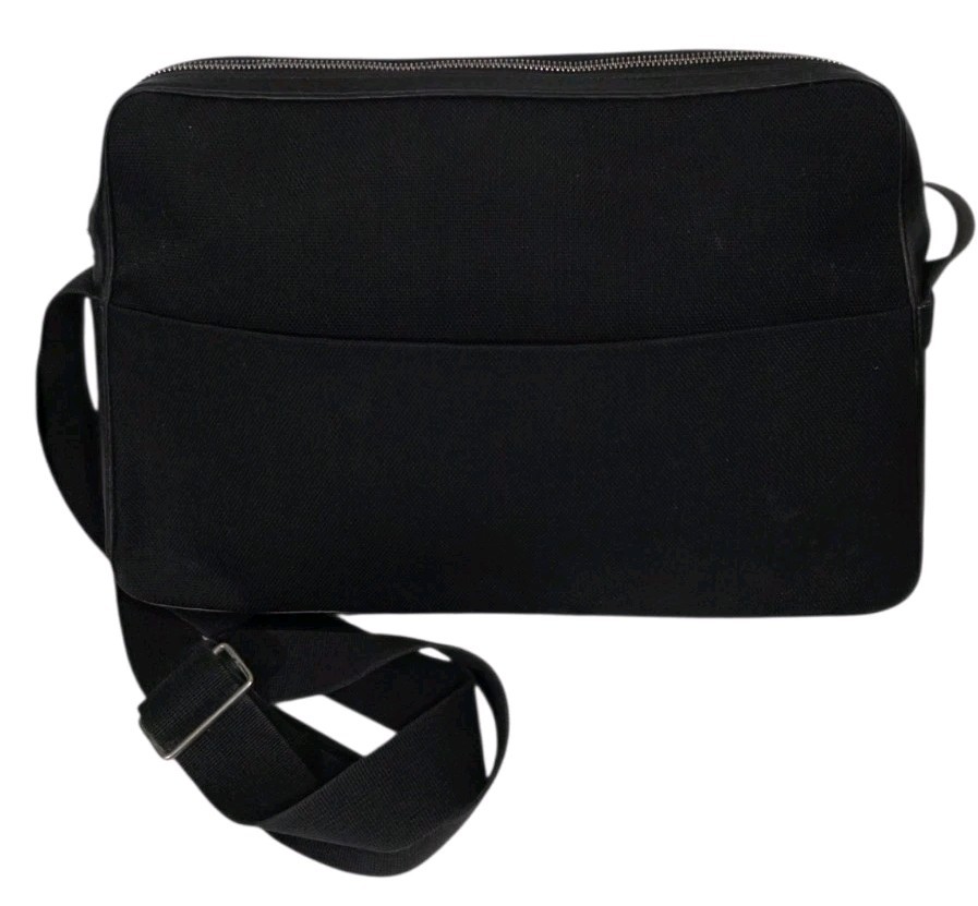 Vtg Delvaux Black Canvas & Leather Trim Triple D Messenger Bag 80’s 90’s Rare