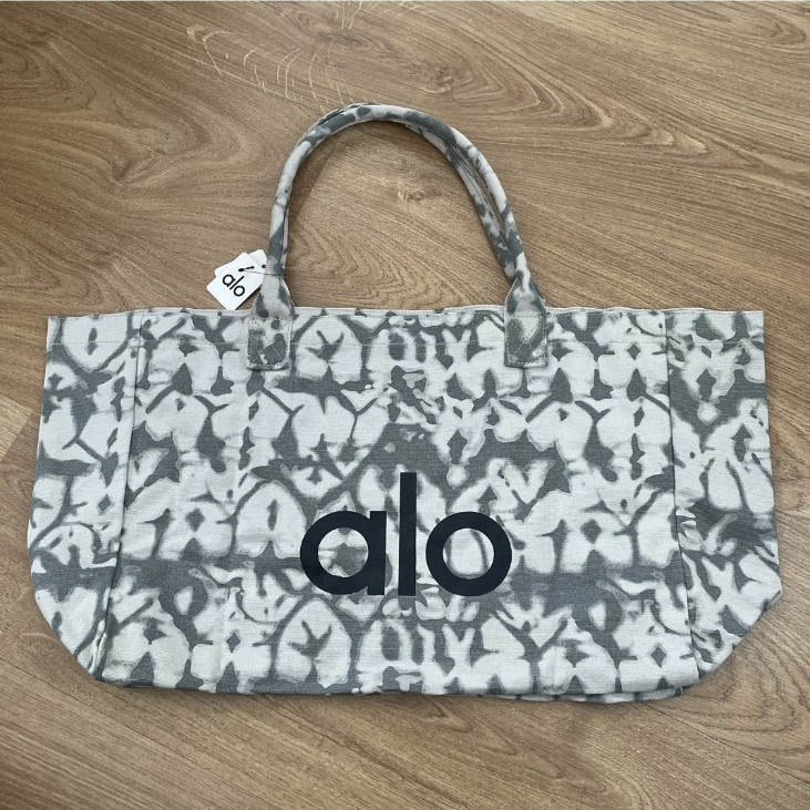 Alo Yoga Gray/White Tie Dye Large Tote Bag Logo Lightweight Open Top