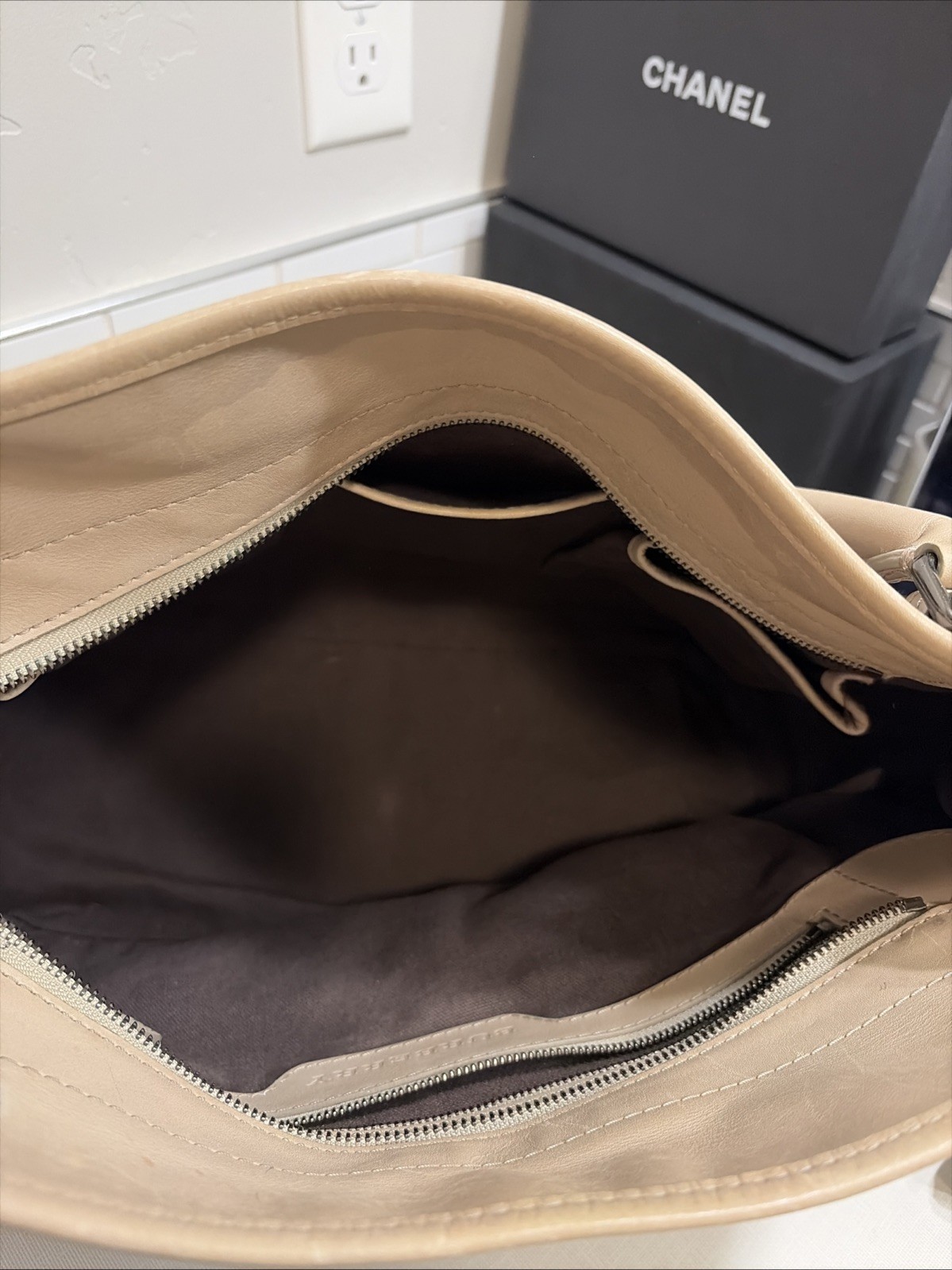 Burberry Beige Leather and PVC Totes Bag