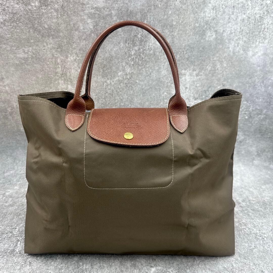 Longchamp Le Pliage Caba Square Tote Bag Nylon Leather Olive Made in France
