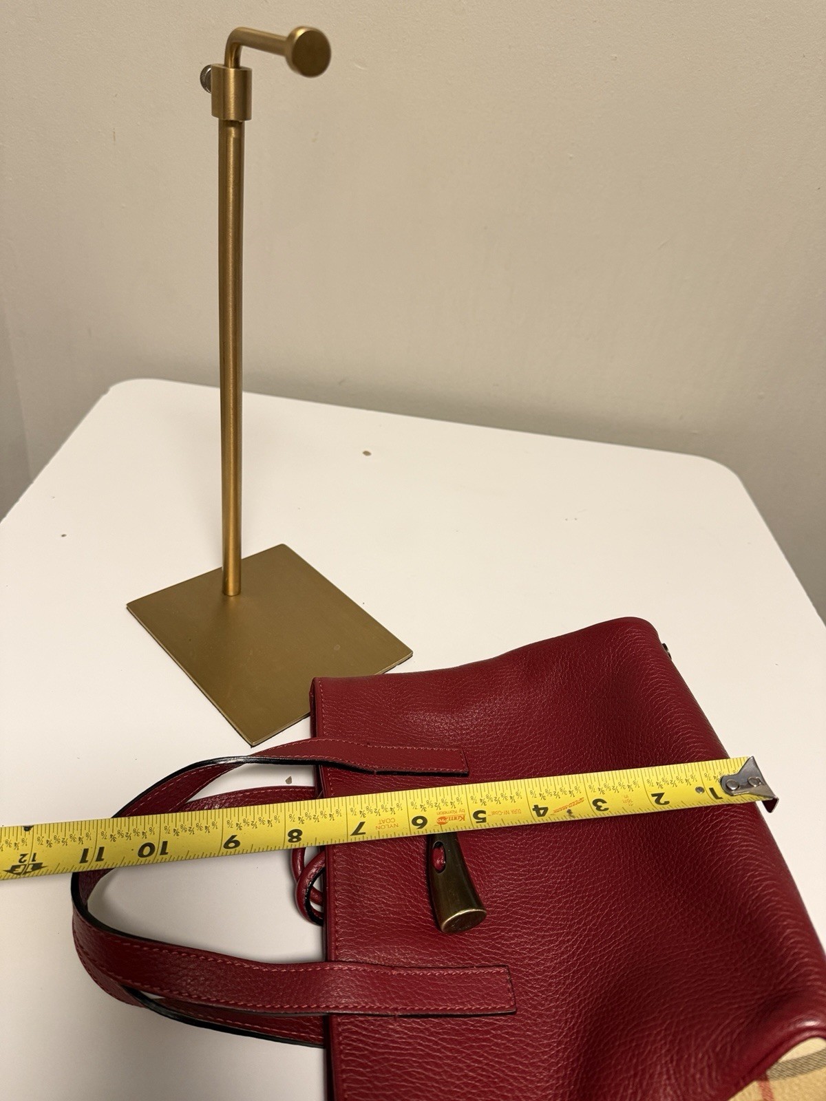 Vintage Red Burberry Shark tooth Tote Bag