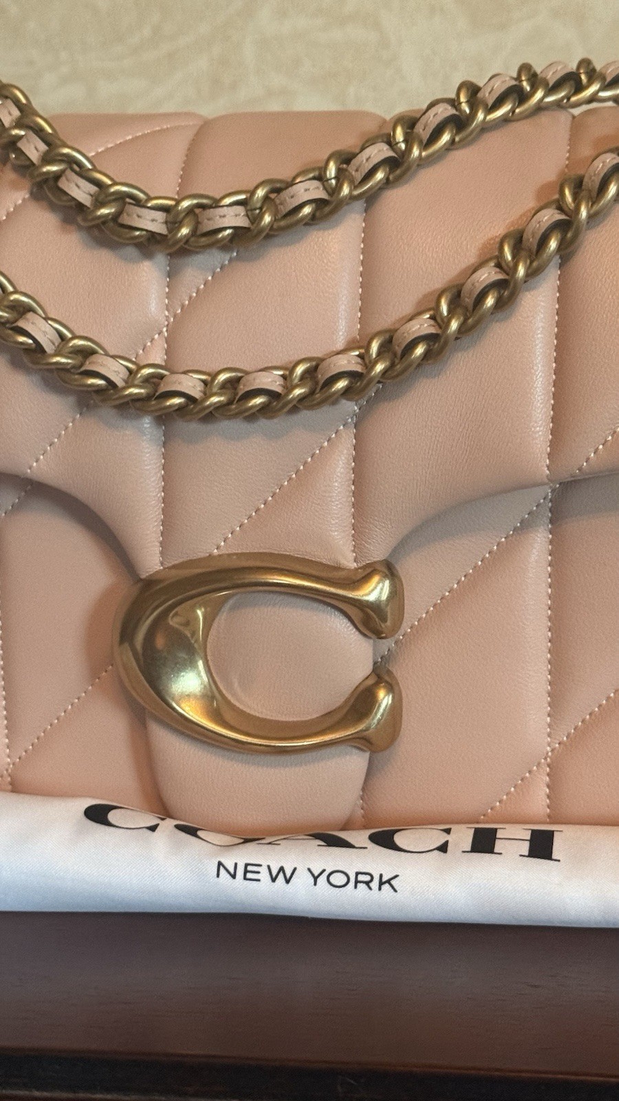 NWT Coach Quilted Leather Tabby 26 In Cream (powder pink)