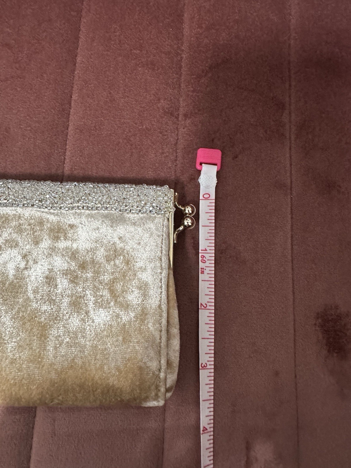 Badgley Mischka Gold Beaded Clutch Evening Bag Detachable Chain Strap Clasp