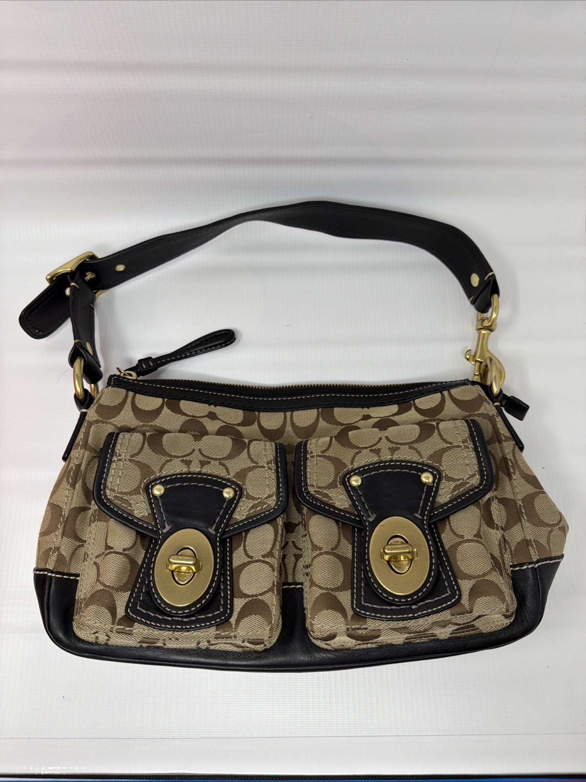 Coach F12869 Legacy Double Turnlock Signature Bag 65th Anniversary Y2K Rare