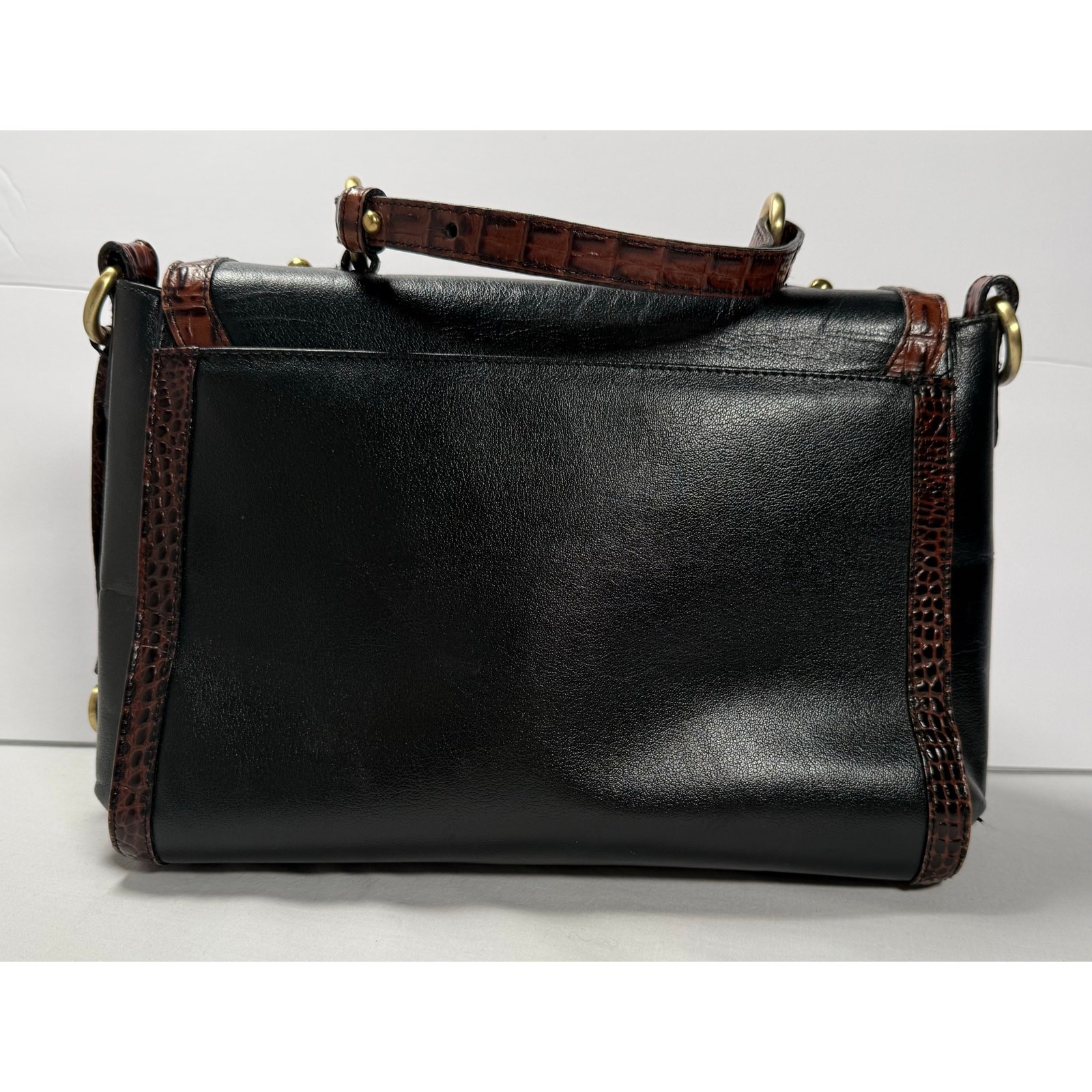 Brahmin Oxford Flap Black Tri Color Tuscan Satchel Black Tuscan Crossbody Purse