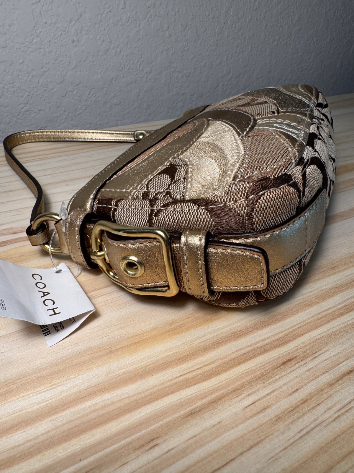 Y2K 2008 Coach Khaki and Gold Zoe Patchwork Mini Bag – 41885 – New With Tags