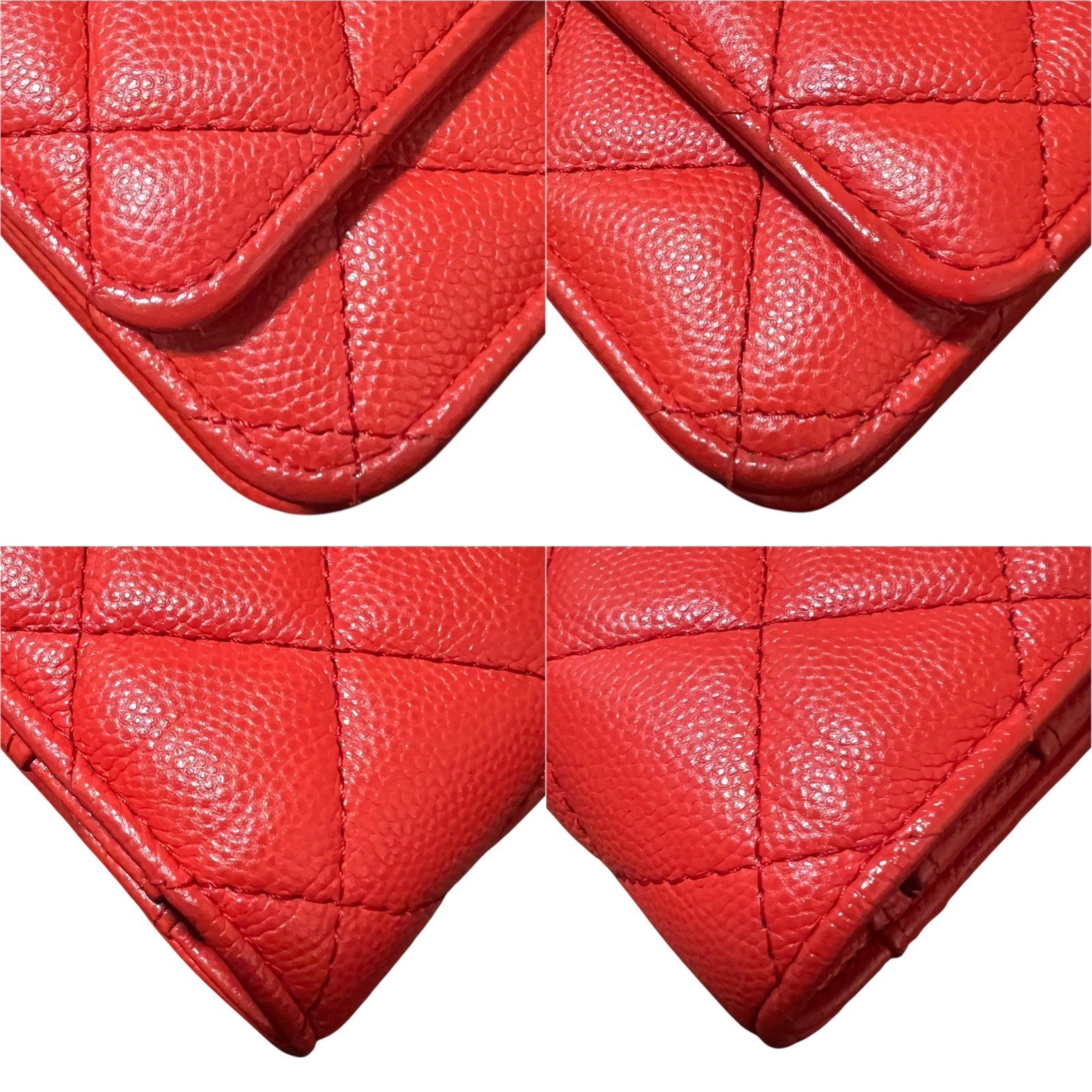 CHANEL WOC Caviar Quilted Red Wallet on Chain Crossbody Bag Authentic