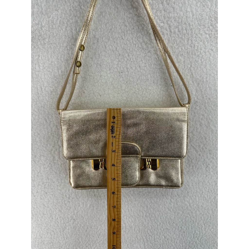 Ruth Saltz Womens Vintage Shoulder Bag Gold Lame Square Flap S