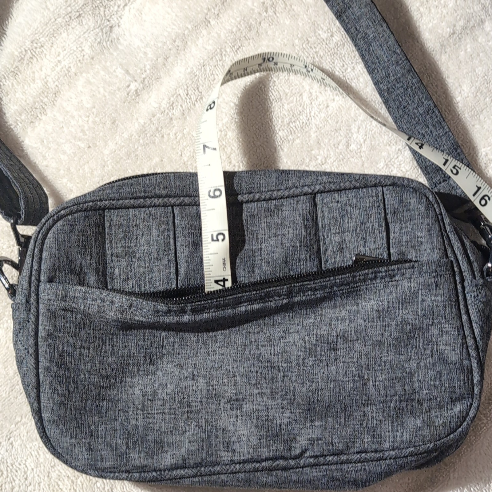Lug Gray Quilted Small Crossbody Bag Adjustable Detachable Strap Multi Pockets