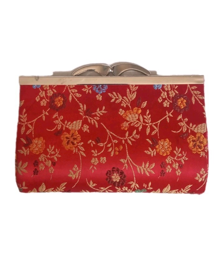 Red And Gold Ladies Floral Pattern Clutch Wallet. Fashion. Purses. KLT..