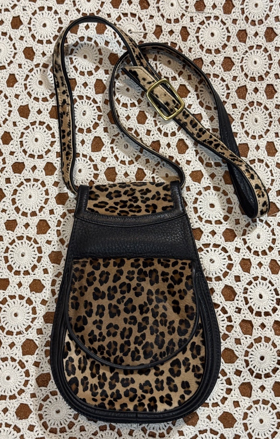 Leopard Pho Fur Leather Saddle Bag Purse Unique Funky Western Grunge Punk Rock