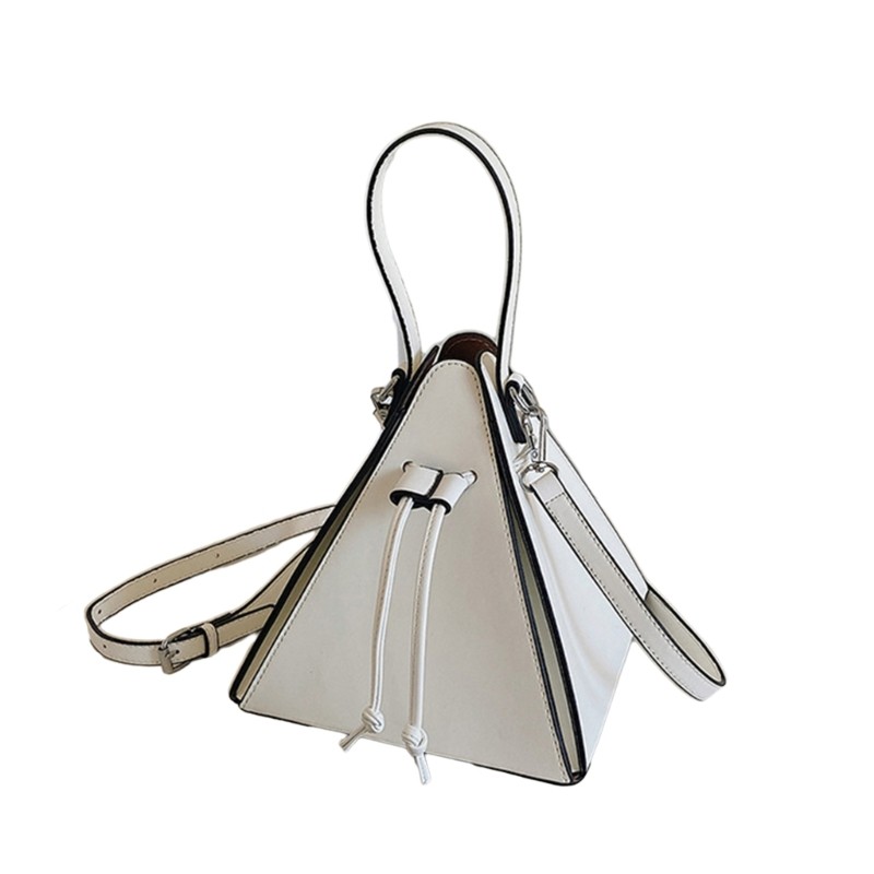 Chic PU Triangle Shoulder Bag Compact Crossbody Bags Handbag for Women and Girls