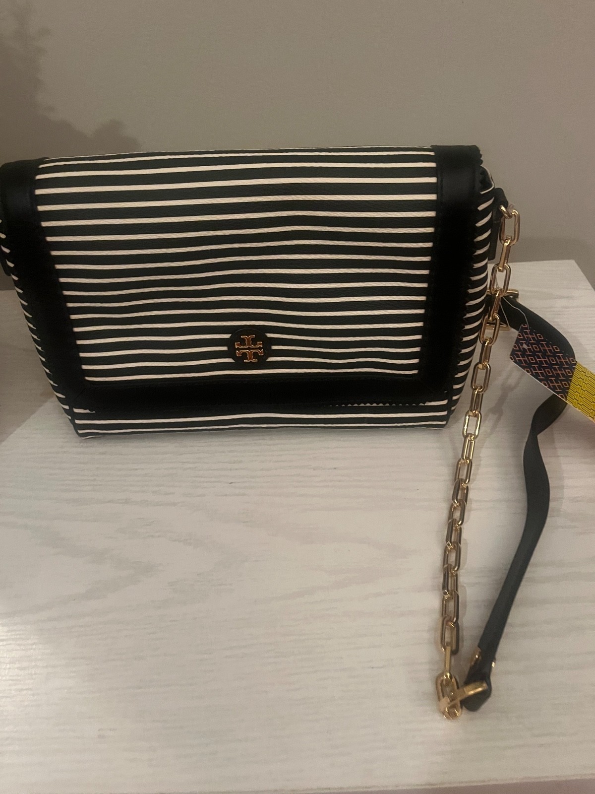 Tory Burch Crossbody Bag Black & White Striped