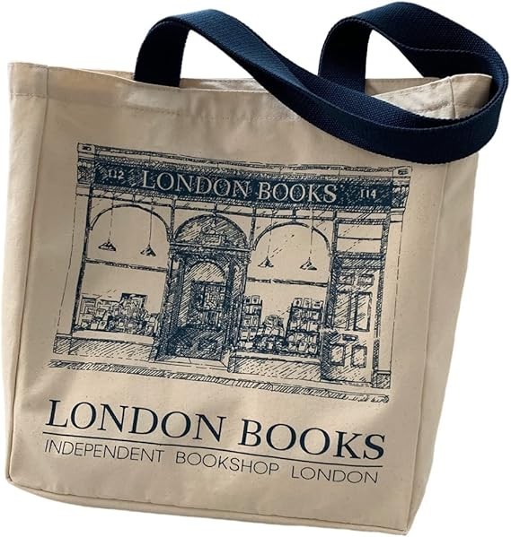 BXCNCKD Vintage London Bookstore Canvas Bag Women’S One Shoulder Tote Bag Large