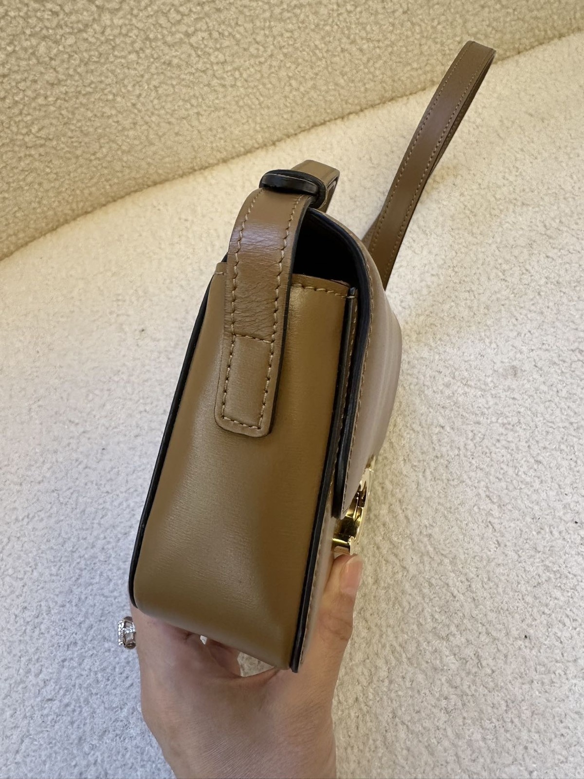 Celine Triomphe Teen Caramel Cowhide Leather Crossbody Shoulder Bag Duty Paid