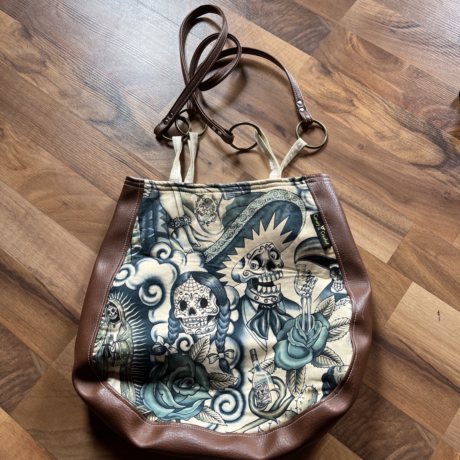 Tattoo Style Shoulder Bag Sugar Skull Roses Purse Day Of The Dead Halloween