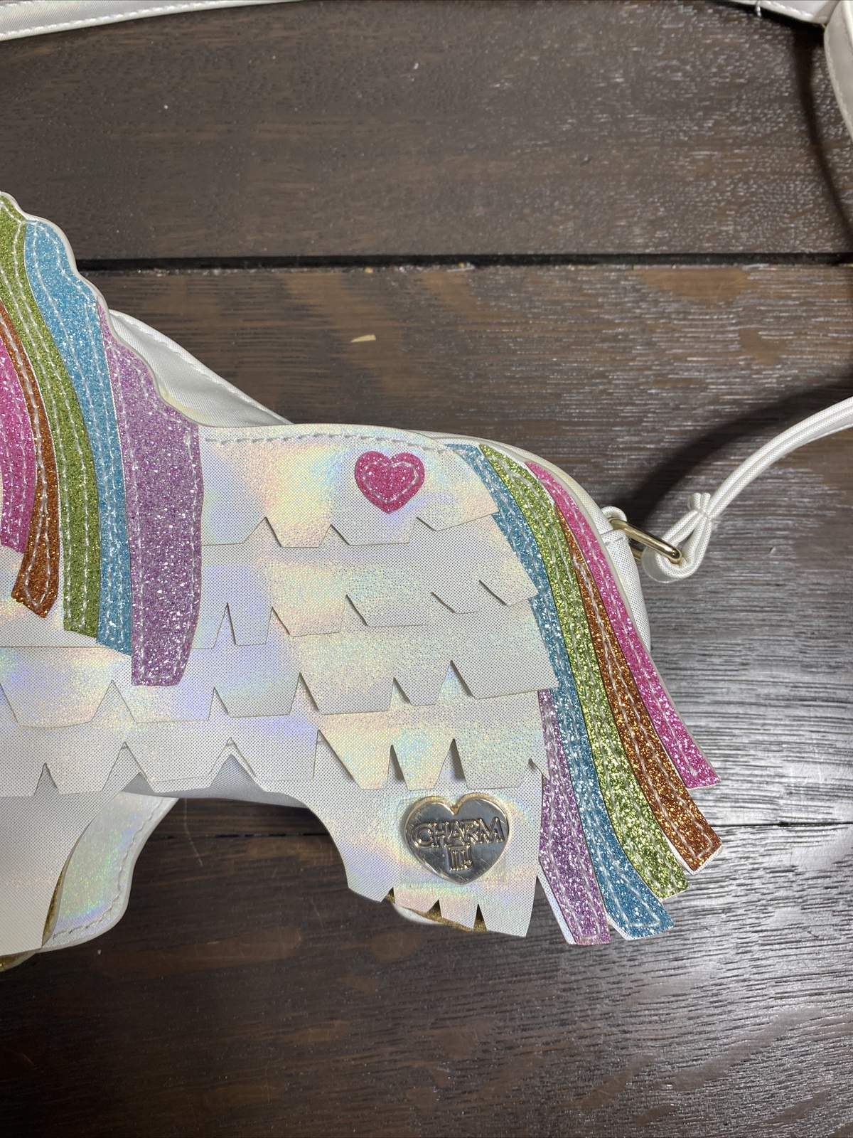 Unicorn Shaped Girls Glitter Purse By Charm-It! Handbag 7″ x 7″ NWT