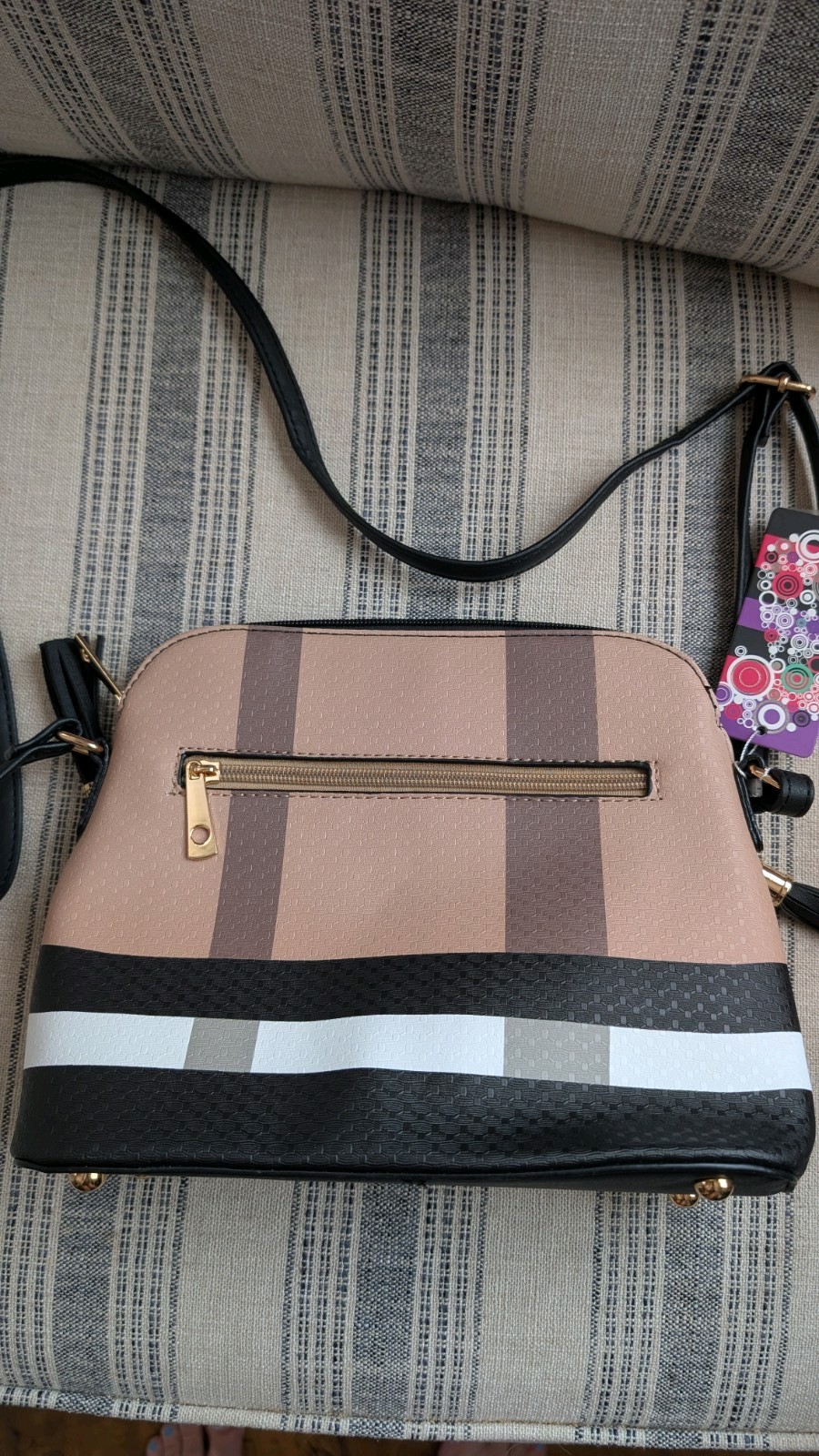 Women’s Vegan Brown Black Tan Gold Bag Crossbody Purse Handbag