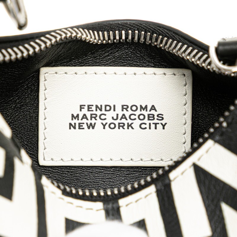 FENDI Nano Graphy Marc Jacobs Collaboration Handbag 7AS089 White Black Leather L