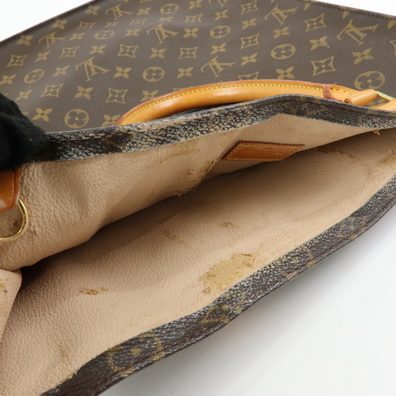 Louis Vuitton Monogram Sac Plat Tote Bag Hand Bag Brown M51140 Auth Used F/S
