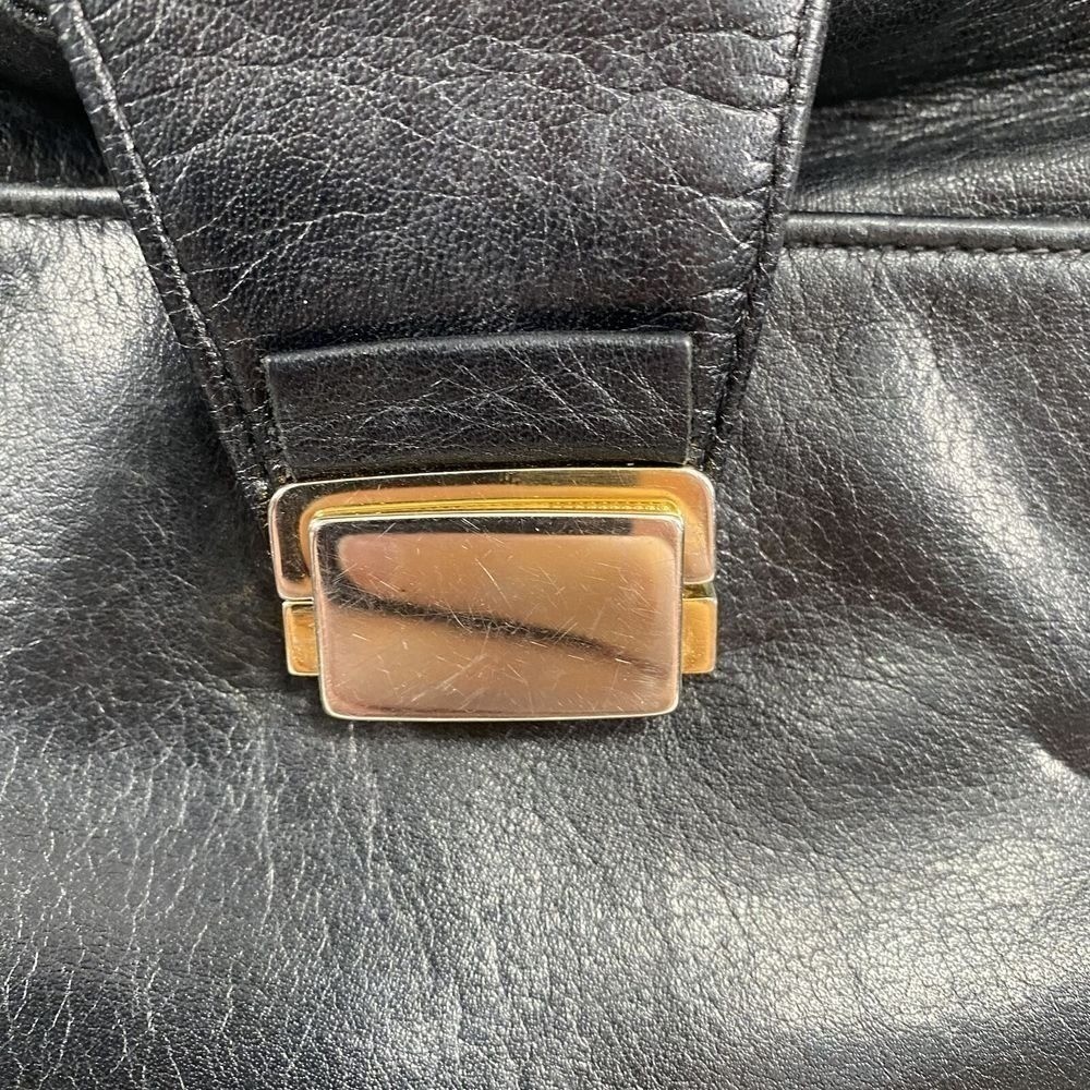 Perlina Womens Leather Crossbody Bag Purse Black Gold Hardware Luxury Classic