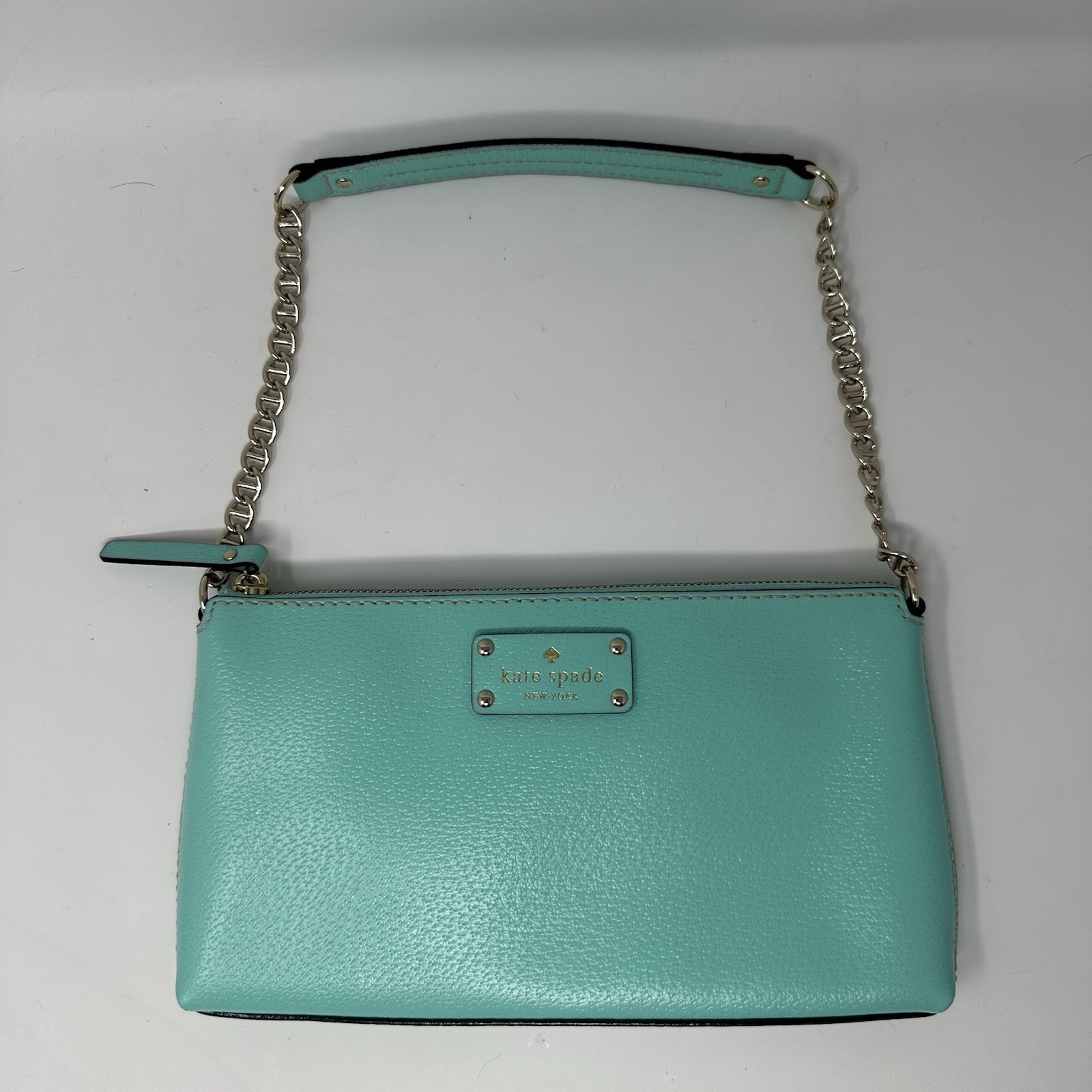 Kate Spade Wellesley Byrd Chain Shoulder Bag Turquoise Leather Luxury