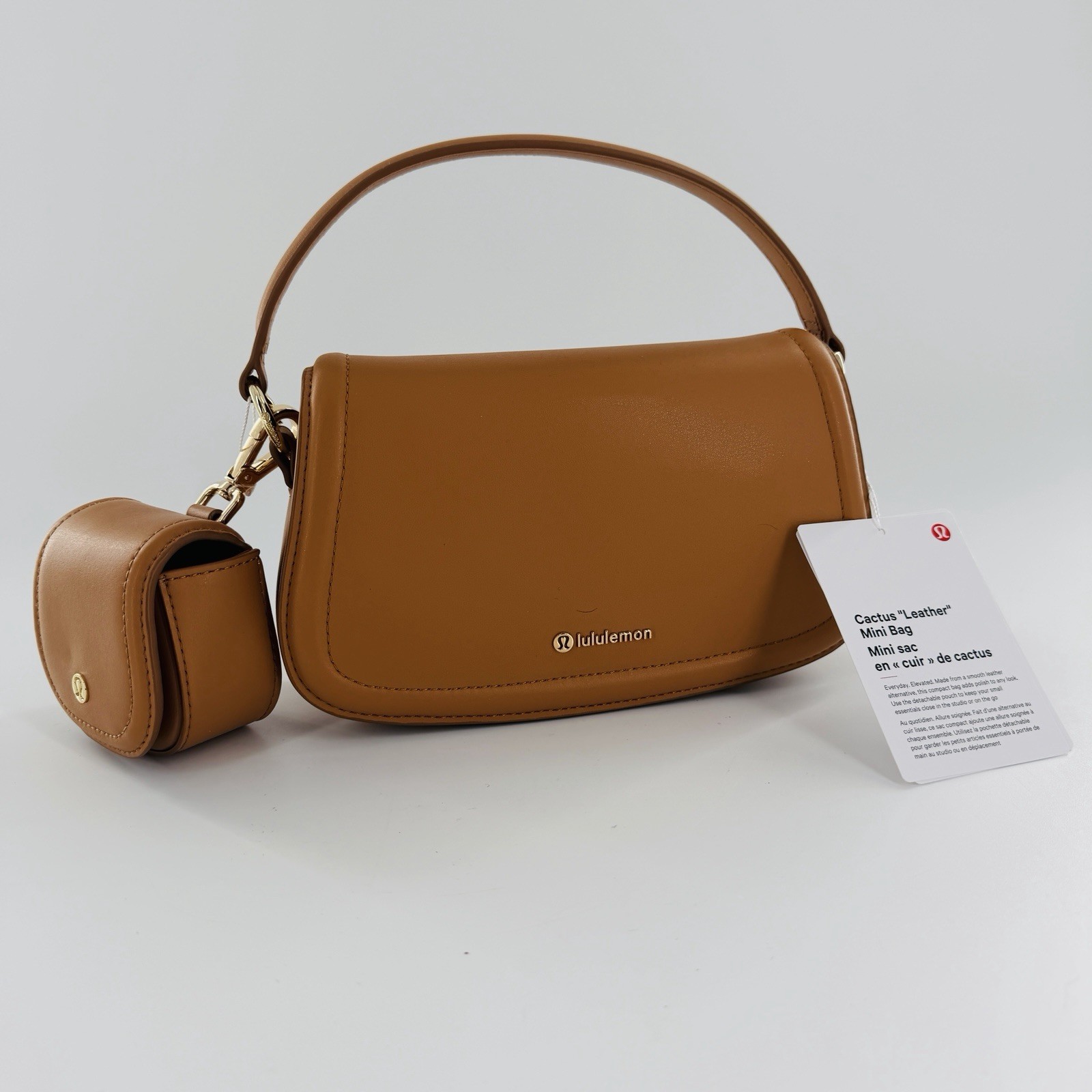 NWT LULULEMON Cactus Brown Leather Alternative Crossbody Bag & Air Pods Holder