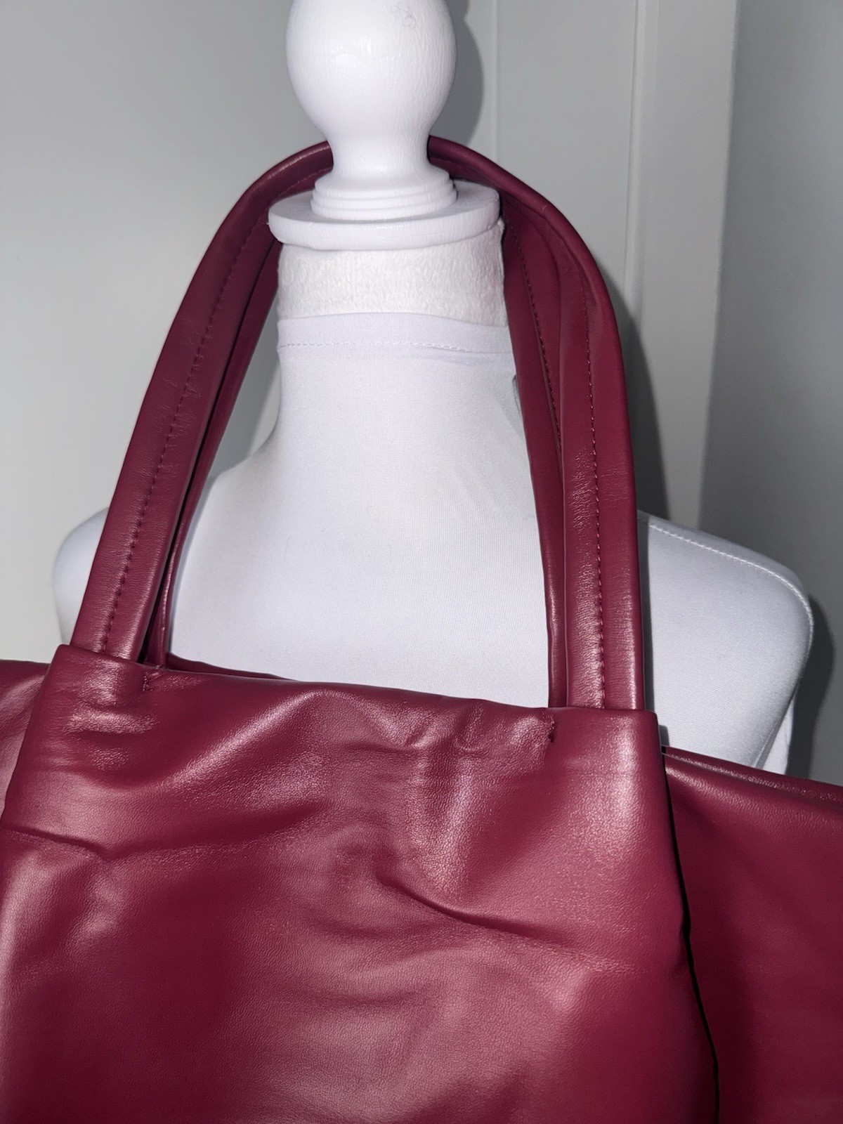 Neiman Marcus Faux Leather Plum Tote