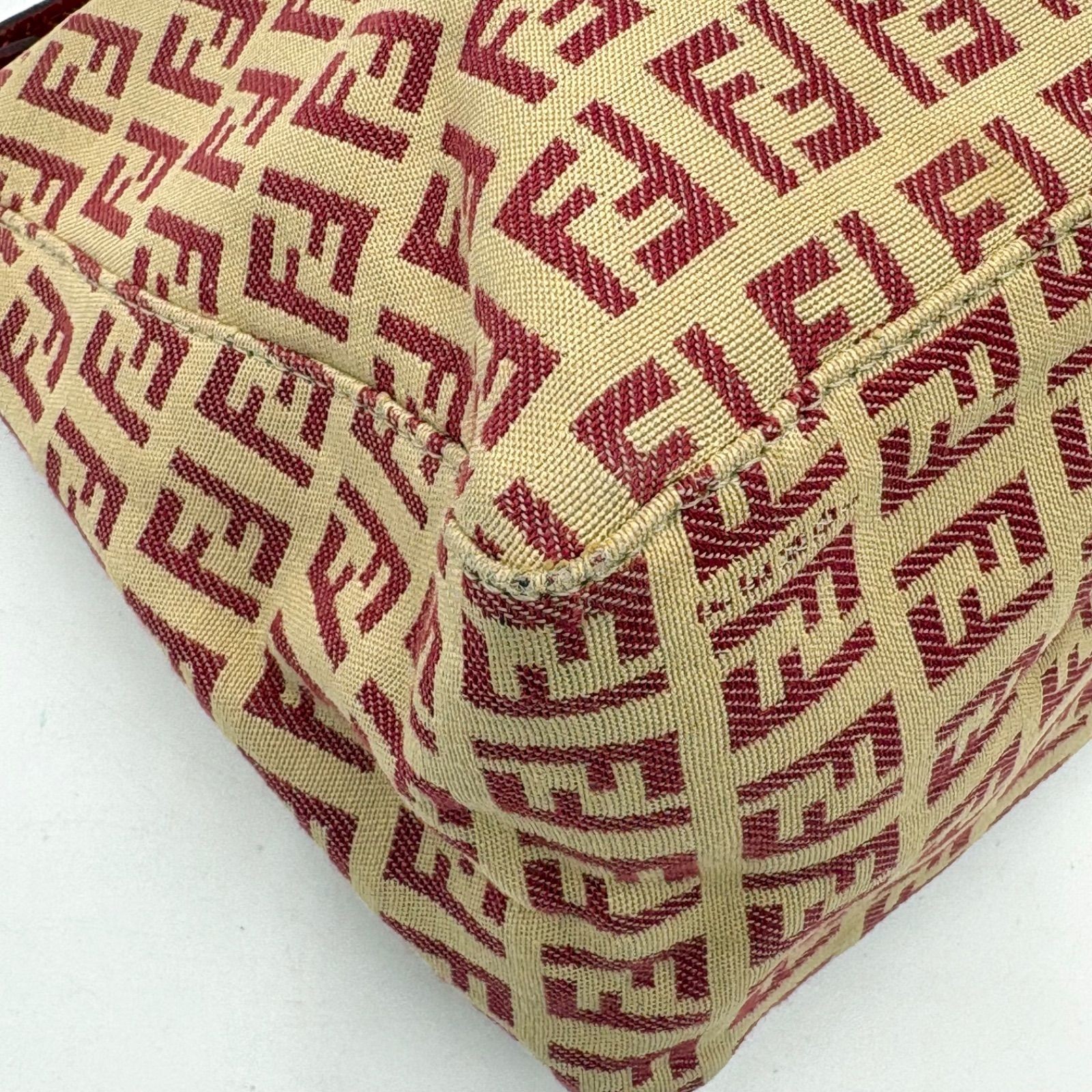 Auth FENDI Zucchino-Print Accessory Pouch Handbag 8N0005 2Y9195