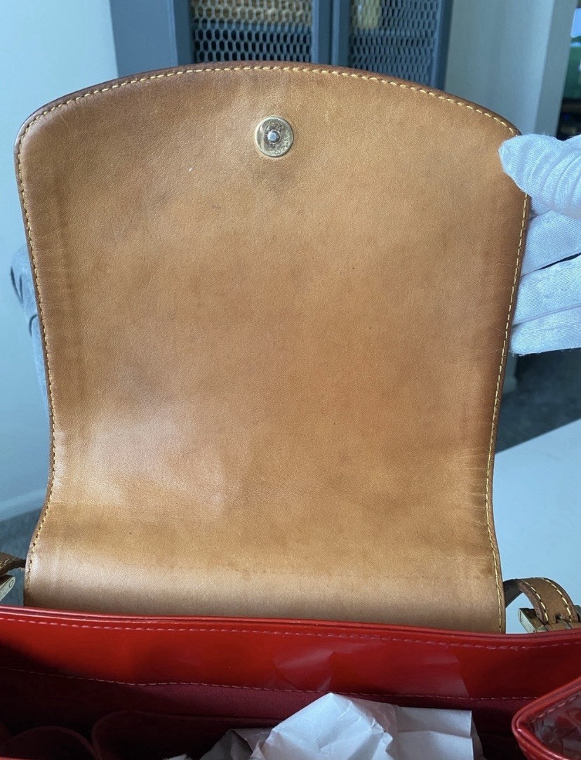 Louis Vuitton Red Monogram Vernis Biscayne Bay GM Shoulder Patent Bag RARE