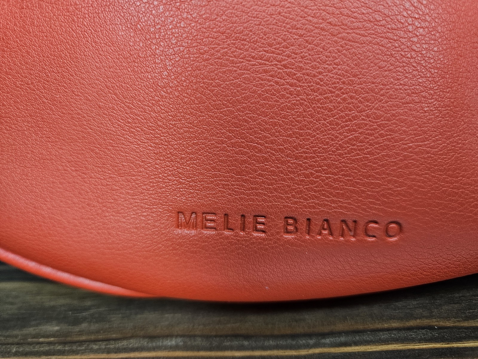Melie Bianco Red Crescent Shoulder Bag Zip Closure Inner Pockets Classic